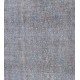 Grey Handmade Vintage Overdyed Turkish Carpet